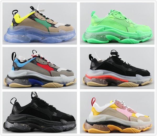 

triple s 17fw sneaker clear bowling shoes bubble midsole triple black white blue mens womens fashion size 36-45