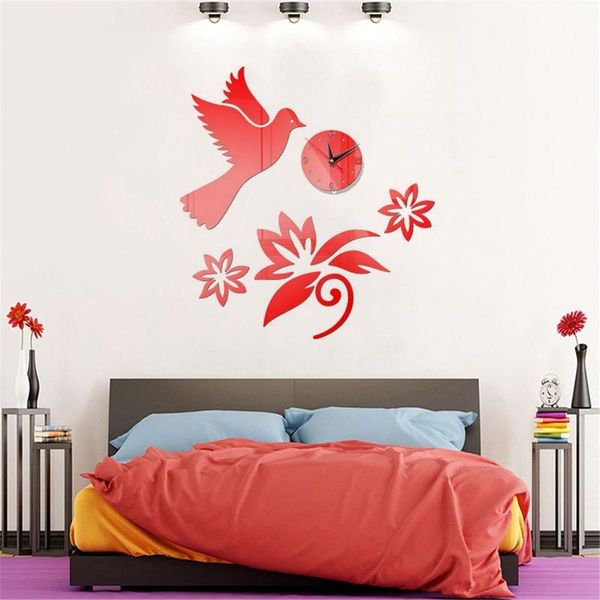 

3d diy wall clock simple style creative design mirror surface wall decorative sticker clocks irregular digital dial multicolor