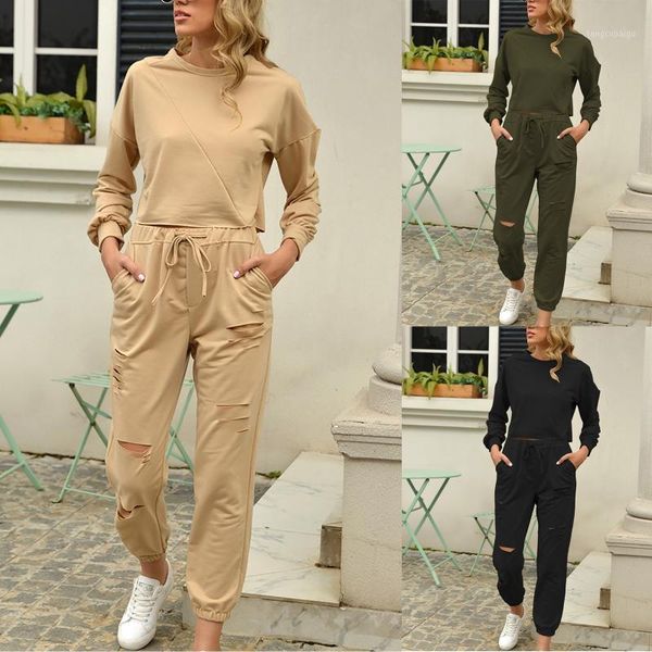 

2pc women pure color suit long sleeve leisure pocket home sweatpants sets ladies casual summer women clothing vestido de mujer1, Gray
