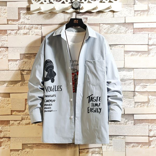 

brand 2021 spring autumn long sleeves new black collar korea style patchwork shirt for men's clothes c1do, White;black