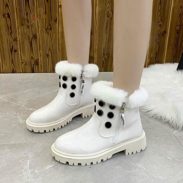 

2020 new winter snow boots women shoes letter zip warm plush fur platform waterproof short rain boots woman botas de mujer, Black