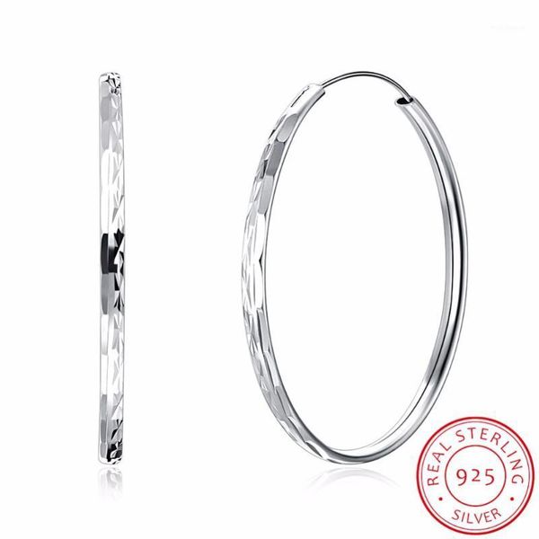 

charm anti allergy 925 sterling silver hoops thick round earrings for women creole 44mm circle earings oorbellen fashion jewelry1, Golden