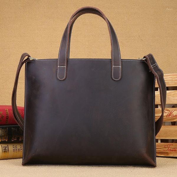 

briefcases vintage pure handmade natural crazy horse leather men briefcase1