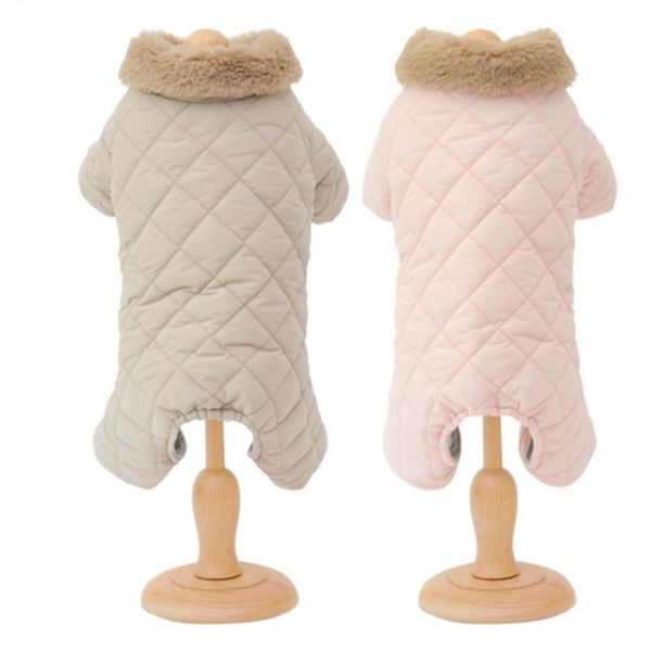 

winter dog jumpsuit four leg warm dog clothes fur collar pet outfit puppy costumes small clothing coat jacket overalls pants