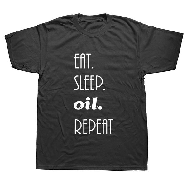 

new summer eat sleep oil short sleeve cotton fashion oil worker men clothing hoodie designers t shirts sweatshirt