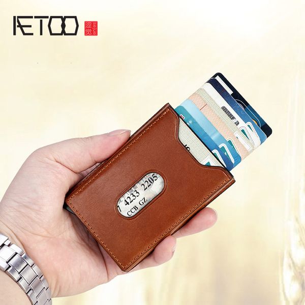 

hbp aetoo men's compact card clip, leather card, Brown;gray