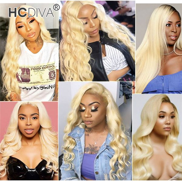 

613 blonde human hair wigs 13*1 deep middle part lace front wigs brazilian virgin straight body wave deep curl kinky straight 150% density, Black;brown