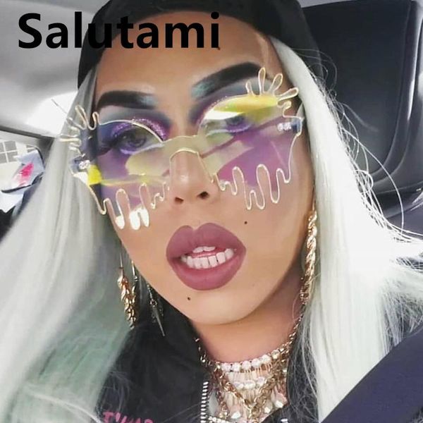 

unique melting heart cat eye sunglasses for women vintage alloy colorful tears party sun glasses female mirror shades, White;black