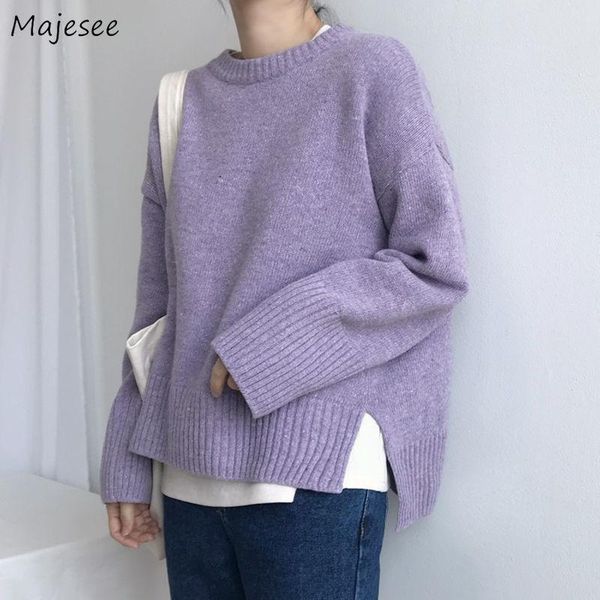 

women's sweaters pullovers womens side split o-neck harajuku casual korean style fashion all-match students autumn loose trendy daily, White;black