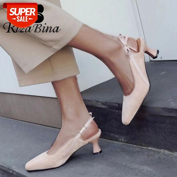

rizabina square toe bowknot high heels shoes women summer office ladies pumps solid color simple women footwear size 28-46 #g57c