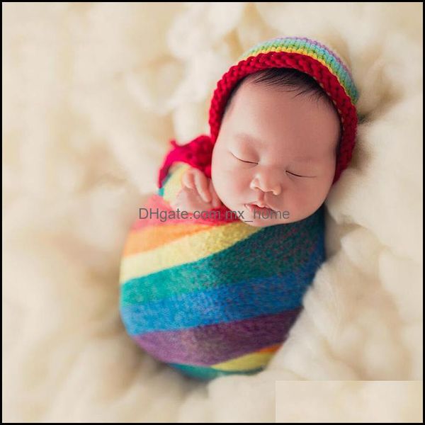 Cobertores swaddling berçário bebê bebê, crianças maternidade 3 cores arco-íris mohair envoltório recém-nascido alongamento de pografia adereças macio