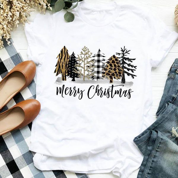 

women lady fresh tree happy time new year autumn winter merry christmas tshirt female graphic clothes shirt t tee t-shirt, White