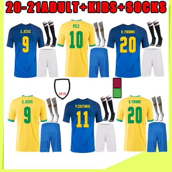 

2020 soccer jersey neymar jr neres marcelo g.jesus p.coutinho vinicius jr firmino 2021 kids kit+socks high-quality football shirt, Black;yellow