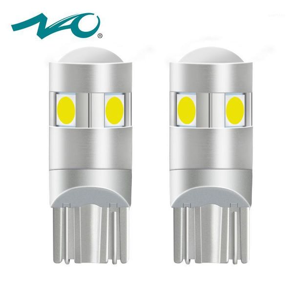 

nao 2x t10 led bulb w5w led lamp car lights interior super bright 1.6w 5 3030 smd 194 168 12v 6000k white orange turn signal1