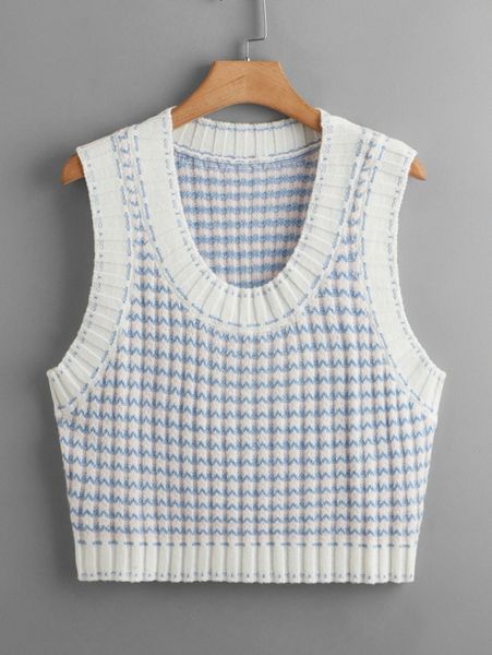 

plus chevron print sweater vest 68zo#, Black