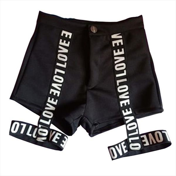 

love letter printed punk rock шорты metal sexy elastic пояса группа готические шорты тощий женщины высокой талией горячие шорты, White;black