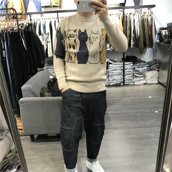 

2021 autumn winter men addition to thick velvet thin body knitting in 3027, White;black