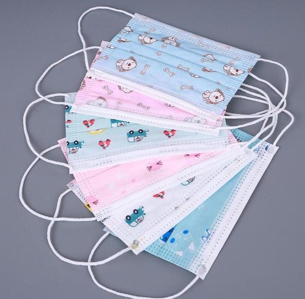 

dhl child kids respirator disposable cartoon boys girls non-woven mouth mask anti pollution breathable print face masks for kids