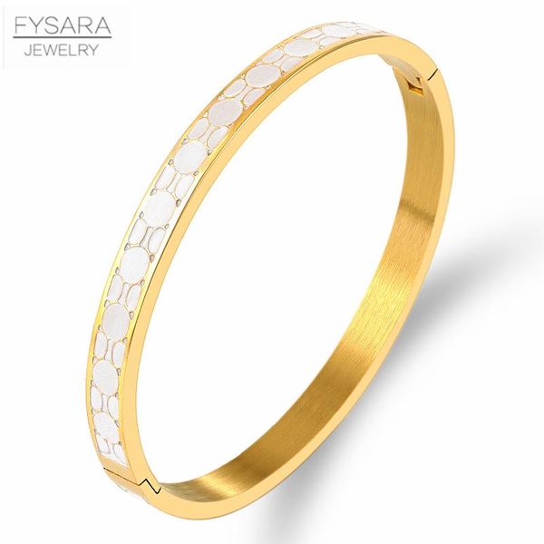 

fysara geometry round bangles bracelets for women black blue enamel bangles party stainless steel jewelry sqcibv new_dhbest