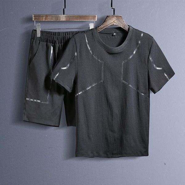 

men's tracksuits 2021 leisure suit summer short sleeve shorts quick dry, Gray