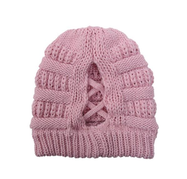 

women knitted caps criss cross ponytail beanie winter warm outdoor woolen hat ski skull kn jllarg bdesybag, Blue;gray