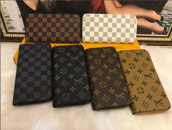 

designer wallet louis women vuitton lv genuine leather handbags purse men zippy zipper wallet bags clutch w/box, Red;black