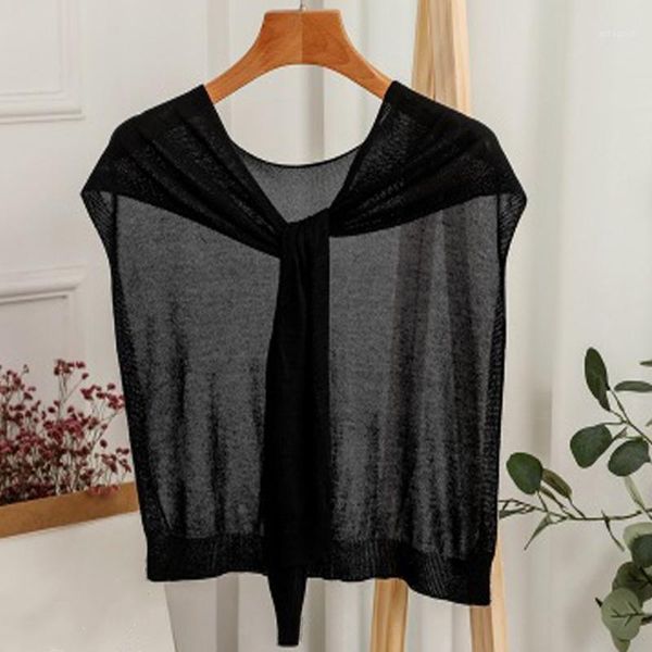 

scarves ladies knitted solid color shawl scarf casual loose fake collar knotted air conditioning women1, Blue;gray