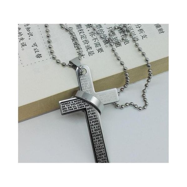 

bible cross ring ring titanium necklace men's stainless steel necklace cross couple necklace wholesa sqcbhd queen66, Silver