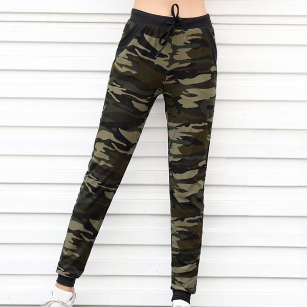 

camouflage joggers women sweatpants harem camo pants drawstring pantalones femme mujer female high waist pocket tight, Black;white