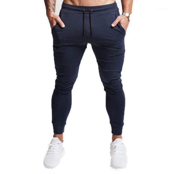 

running pants muscle fitness tights solid color sports men's slim fit leisure trousers hiking protruding show up pants1, Black;blue