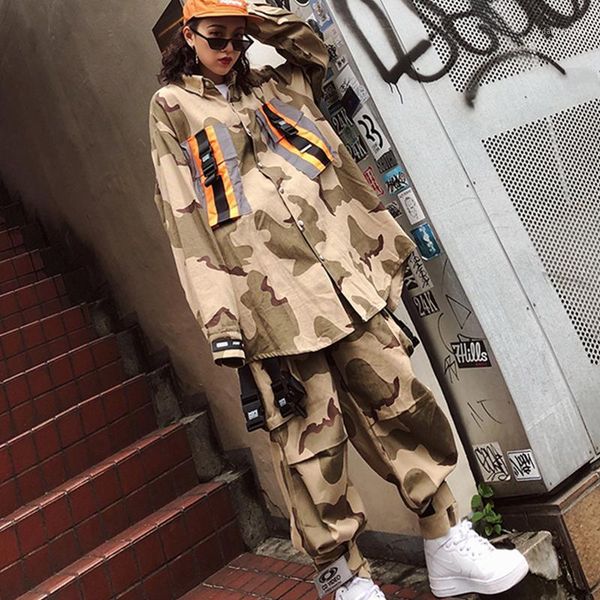 

women 2 piece sets camouflage shirt+beam legs pants 2019 spring autumn fashion denim casual joggers trousers cowboy lyl3451, White