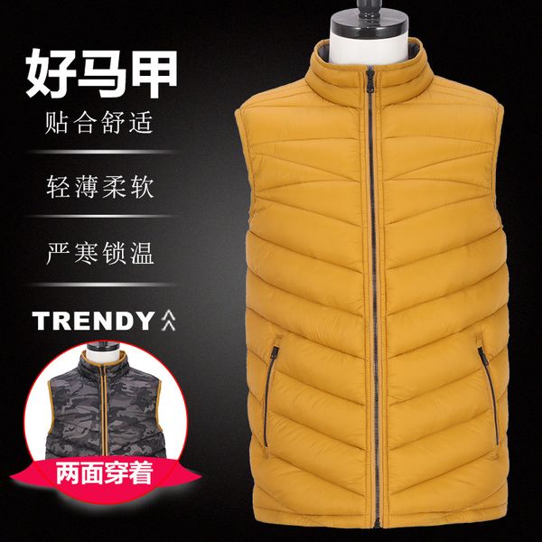 

men's autumn and winter fashion vest 2019 new lightweight warm cotton jacket, Black;white