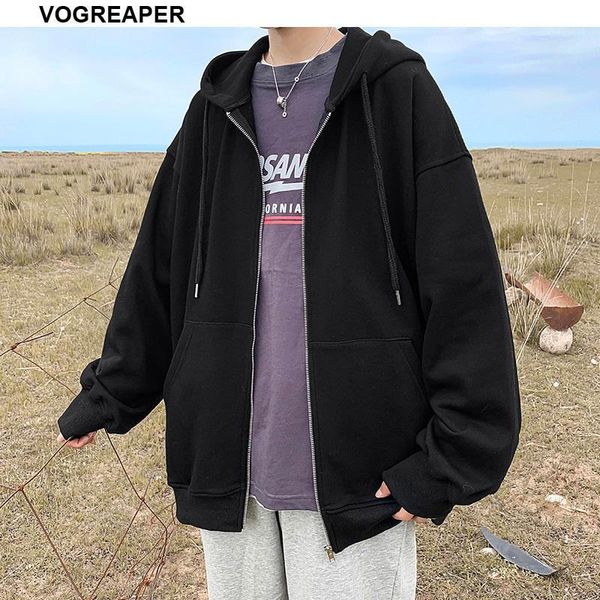 

autumn korea fashion mens hoody hoodies and swatshirts casual long sleeve loose black red gray blue zipper hoodie m-3xl1