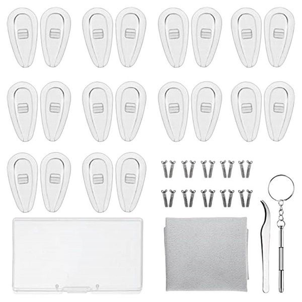 

eyeglass nose pads, 15mm anti-slip soft silicone air chamber eyeglass nose pads, glasses repair kit 10pairs, Silver
