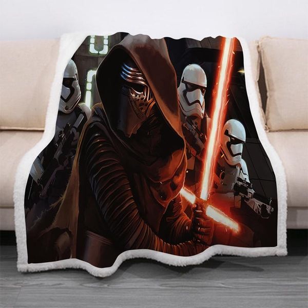 

scarves 3d print rectangle sherpa blanket wearable throw fj10, Blue;gray