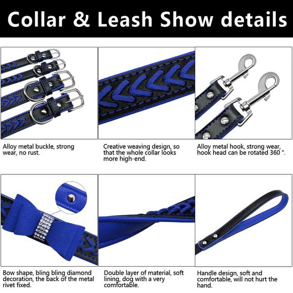 

cute rhinstone small puppy cat dog collar leash set braided bowknot collars lead for small medium dogs chihuahua yorki wmtvcf