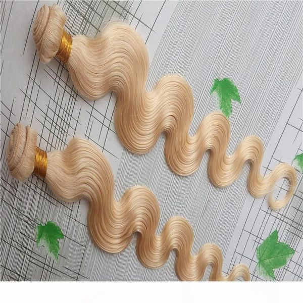 

сказочные # 60 платиновый блондин цвет тела wave extensions волос 100% человеческих волос ткачество 10-30 inchs необработанные double уток н, Black