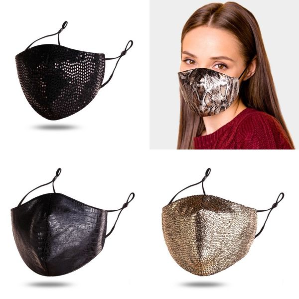 

snake pattern face masks pure color sequins pluggable pm2.5 filter men women mouth mask washable dustproof 6zy j2
