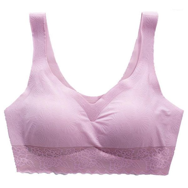 

traceless sports underwear without steel ring reassurance lace chest show girl vest bra sleep simple1, Red;black