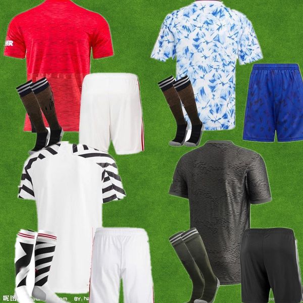 

men 20 21 greenwood rashford united telles b. fernandes soccer jersey kits 2020 2021 utd van de beek cavani football shirt, Black