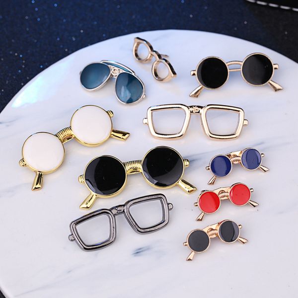 

fashion enamel oil glasses sunglasses brooches for men popular party suit shirt decoration alloy pin simple clothing accessories