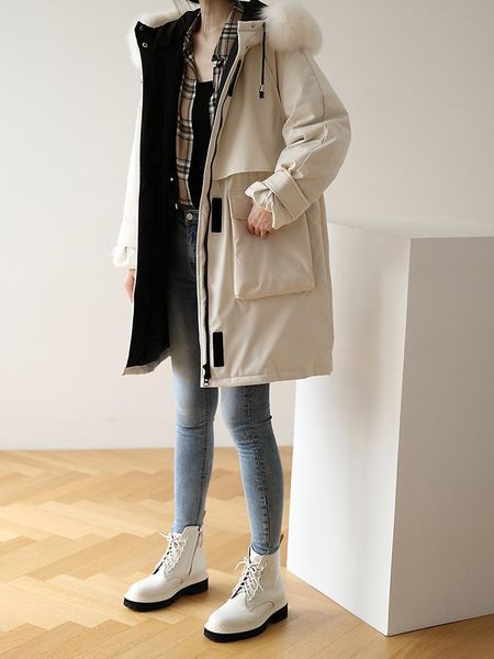 

женская зимняя куртка вниз моды корейской крупногабаритная утки вниз пальто зимних женских ветровок женщина пальто casaco feminino inverno, Black