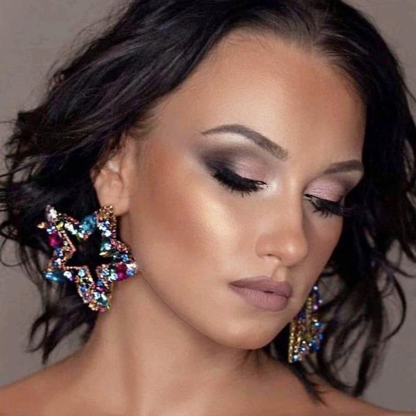 

dangle & chandelier arrival spring colors rhinestone star earrings for women fashion jewelry maxi trendy statement accessories, Silver