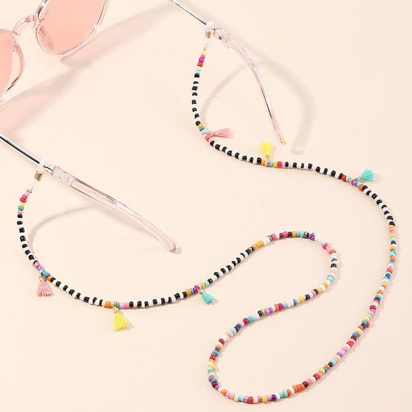 

sunglasses frames bohemian style color beads tassel cords reading glasses chain lanyard hold straps fashion women accessories, Silver