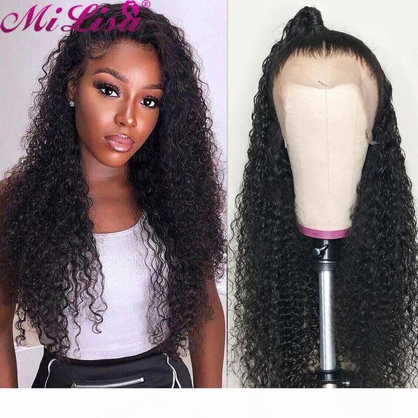

transparent curly lace front wig for black women brazilian remy 28 30 inch deep curly lace front wig mi lisa hd frontal, Black;brown