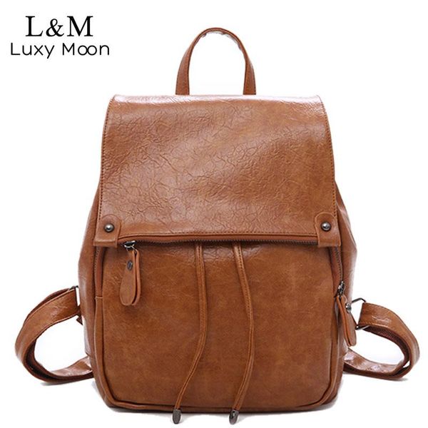 

урожай женщина рюкзак корейской масло воск кожа рюкзак мода drawstring школа рюкзаки для девочек засова путешествие сумки xa231h sqczfm