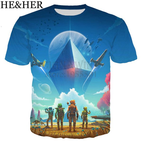 

new arrive popular game no man's sky next style 3d print shirts plus size comics funny men clothing