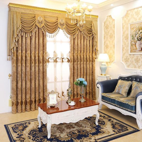 

curtain & drapes custom curtains chenille upscale european yellow embroidery thickening shade cloth blackout tulle valance n2331
