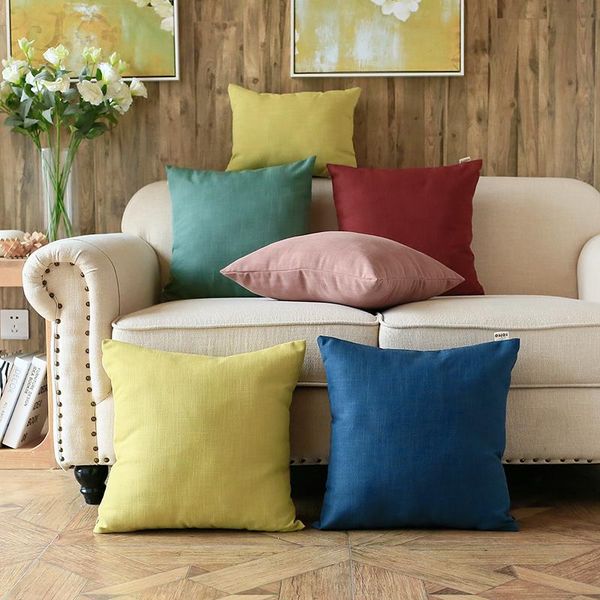

cushion/decorative pillow 30x40/40/45/50/55cm simple solid color cotton linen cushion cover pillowcase sofa lumbar backrest plain