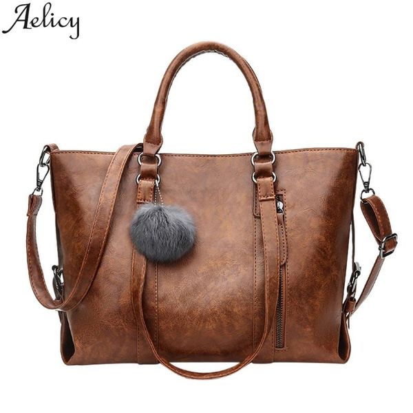 

aelicy tote bags for women european american solid large-capacity hair ball zipper handbag shoulder bag diagonal crossbody bag